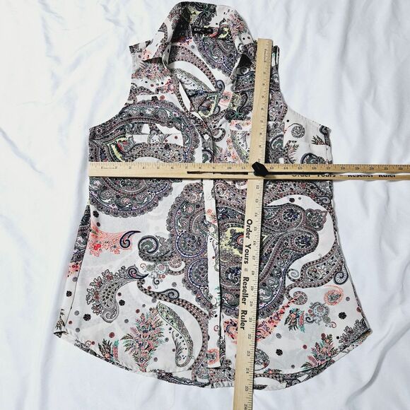 Express Womens Button Down Tank Top Multi-Color Size XS 100% Polyester - Picture 3 of 12